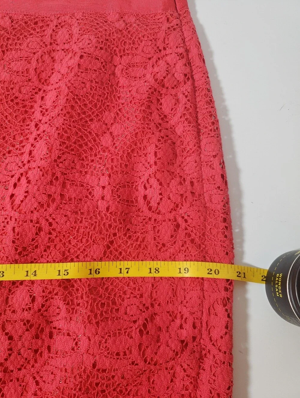 Vintage The Limited Crochet Lace Pencil Skirt 12 Coral Red Office Siren Date Fal